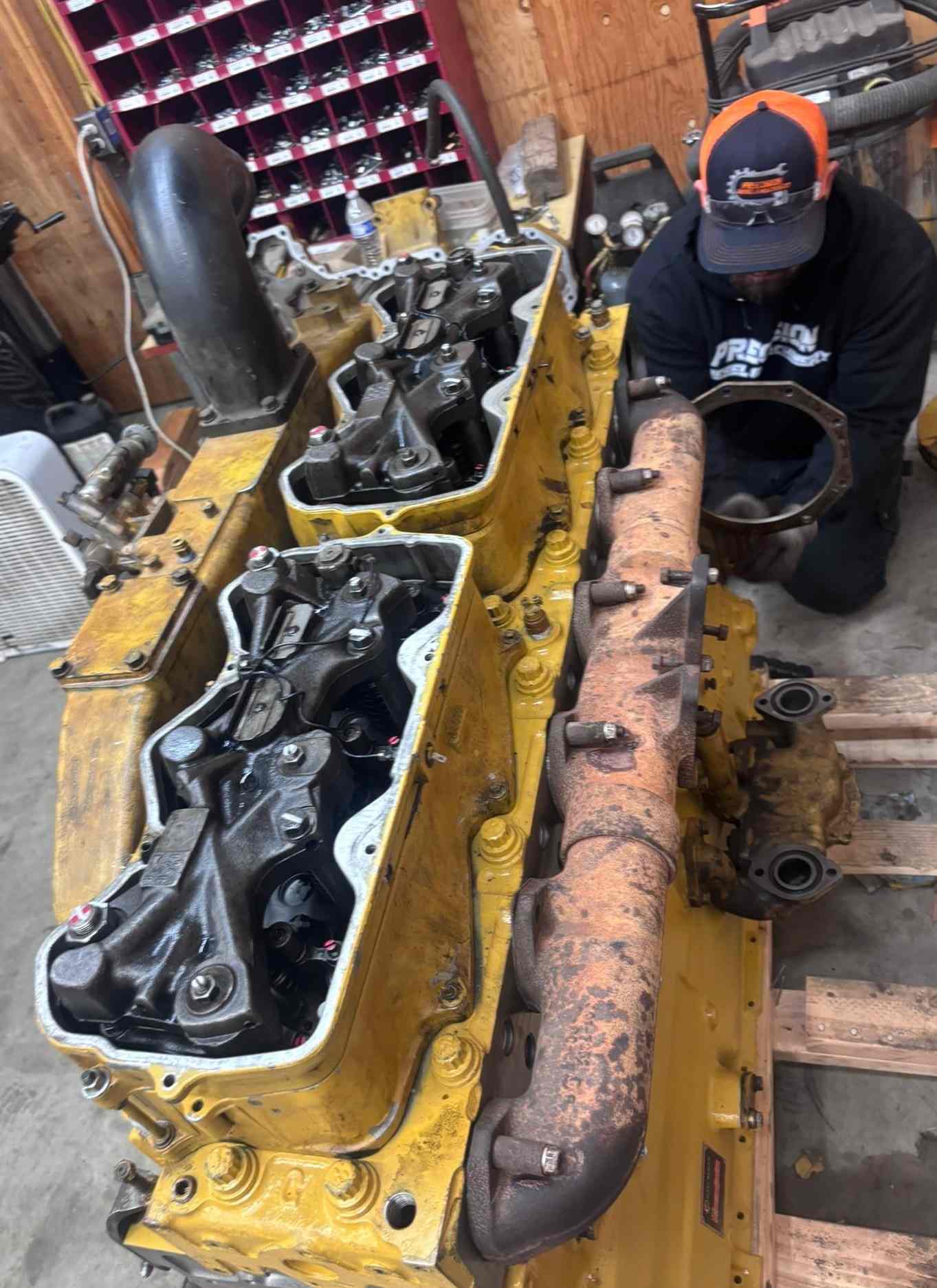 Diesel engine rebuild in progress at Precision Diesel